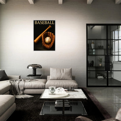 Baseball Poster „Timeless Tradition“ im Esszimmer aufgehängt – sportliche Wandkunst als stilvolles Wohnaccessoire.