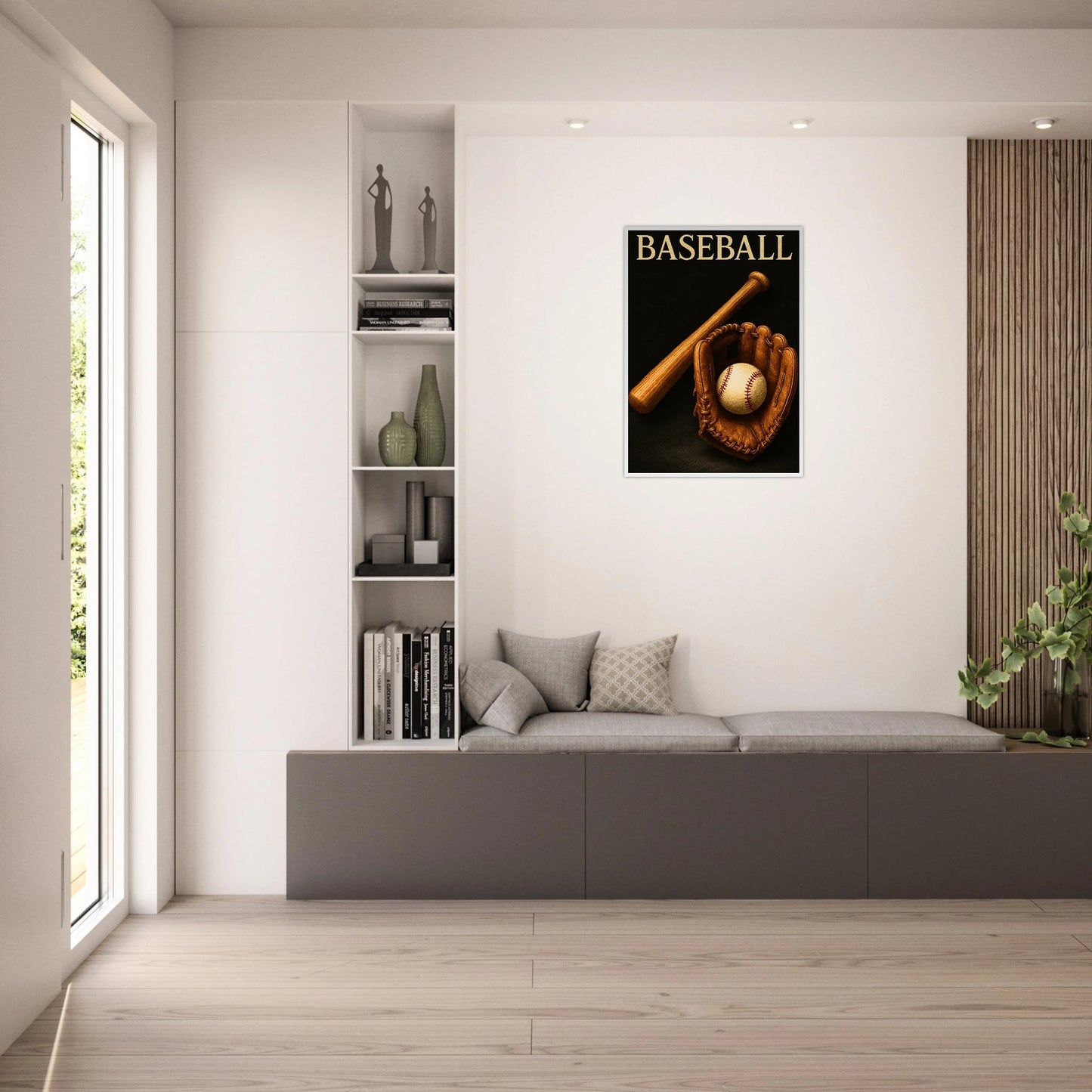 Baseball Poster „Timeless Tradition“ als Wandbild im Wohnzimmer – stilvolle Sportdeko für moderne Räume.