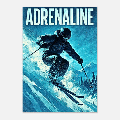 Adrenaline Rush Ski Poster – Dynamic Winter Sports Wall Art Print for Adventure Lovers