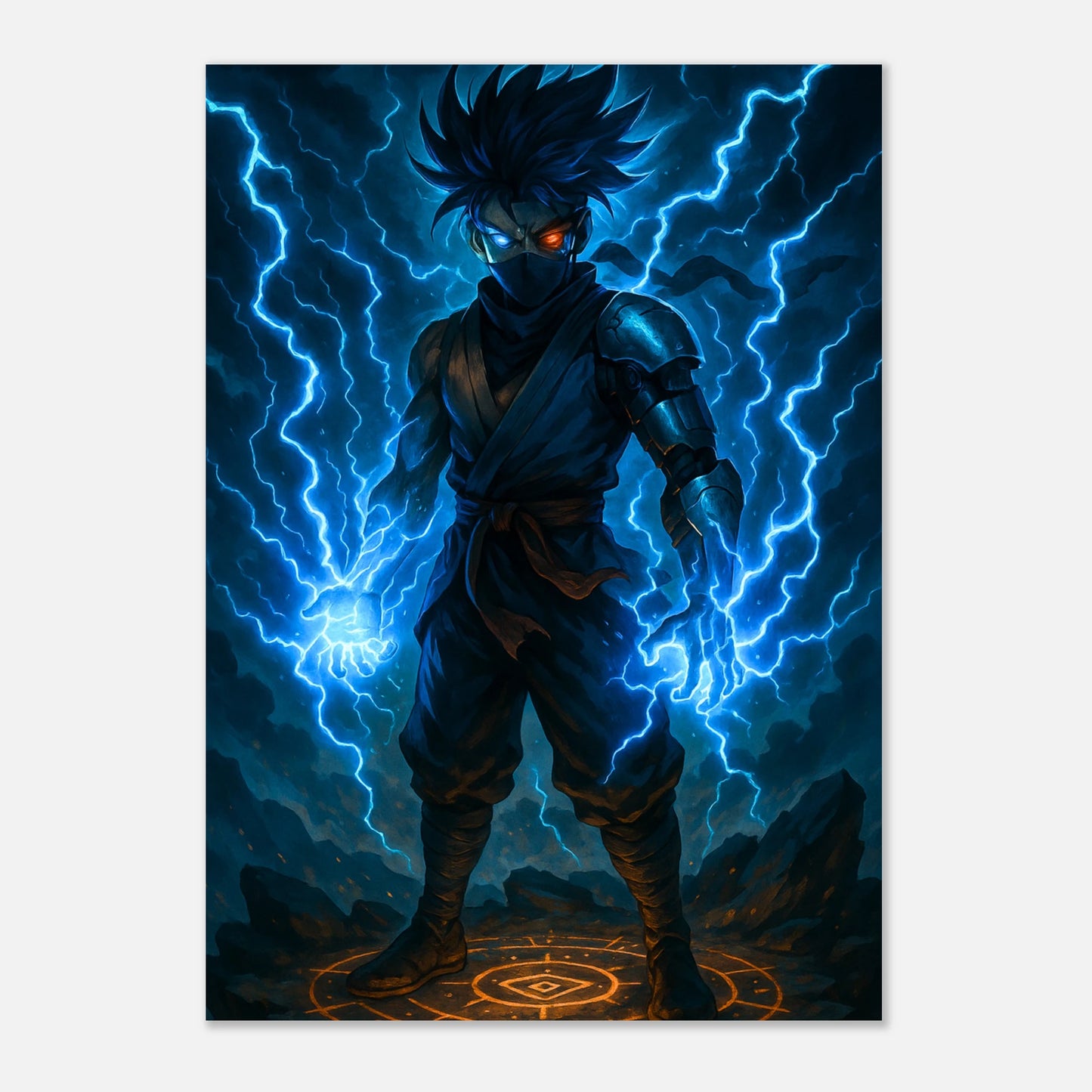 Anime Wandbild Raiken mit Sturm- und Blitz-Energie, hochauflösender Kunstdruck als dekoratives Poster