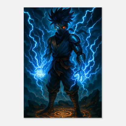 Anime Wandbild Raiken mit Sturm- und Blitz-Energie, hochauflösender Kunstdruck als dekoratives Poster