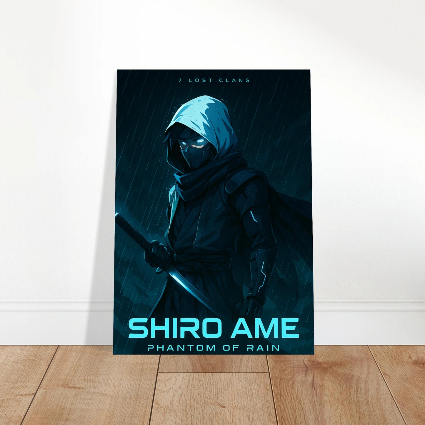Anime Wandposter SHIRO AME im Wohnzimmer | Samurai Artwork „Phantom of Rain“ | Exklusive Wanddeko von DEFA