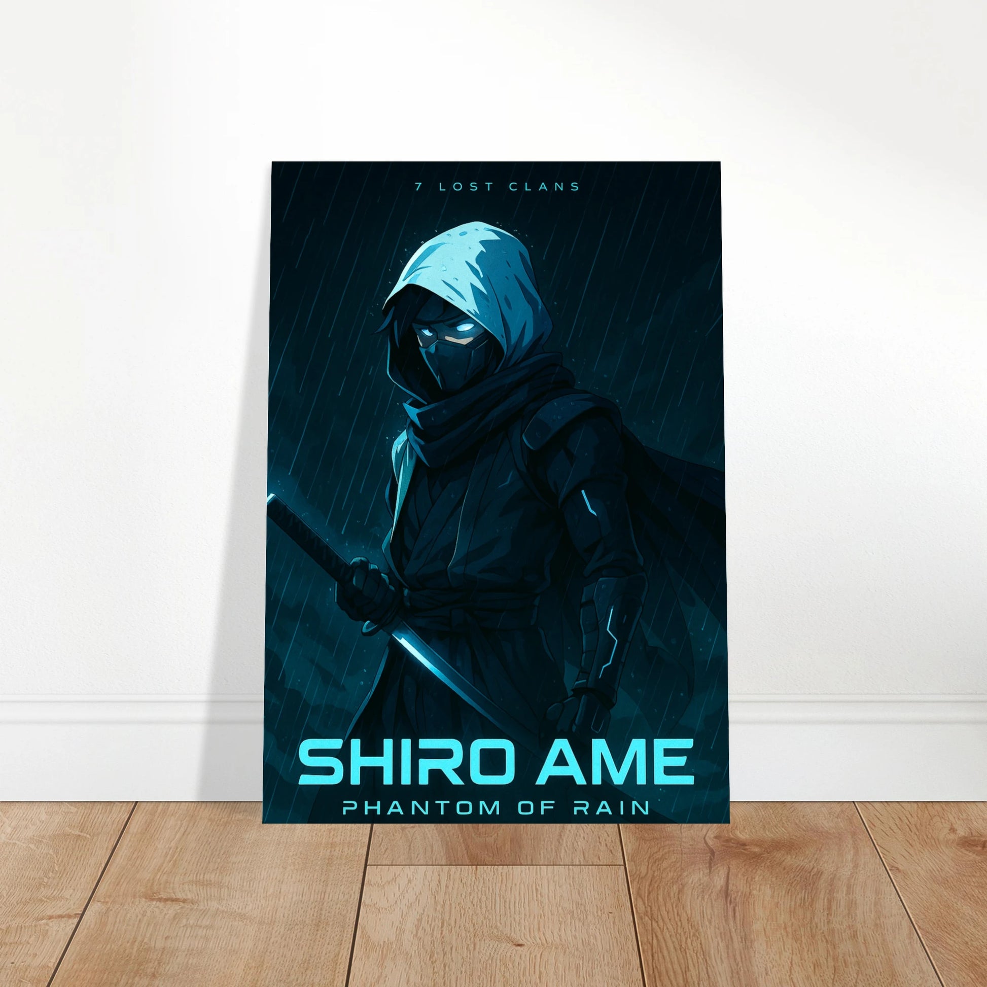 Anime Wandposter SHIRO AME im Wohnzimmer | Samurai Artwork „Phantom of Rain“ | Exklusive Wanddeko von DEFA
