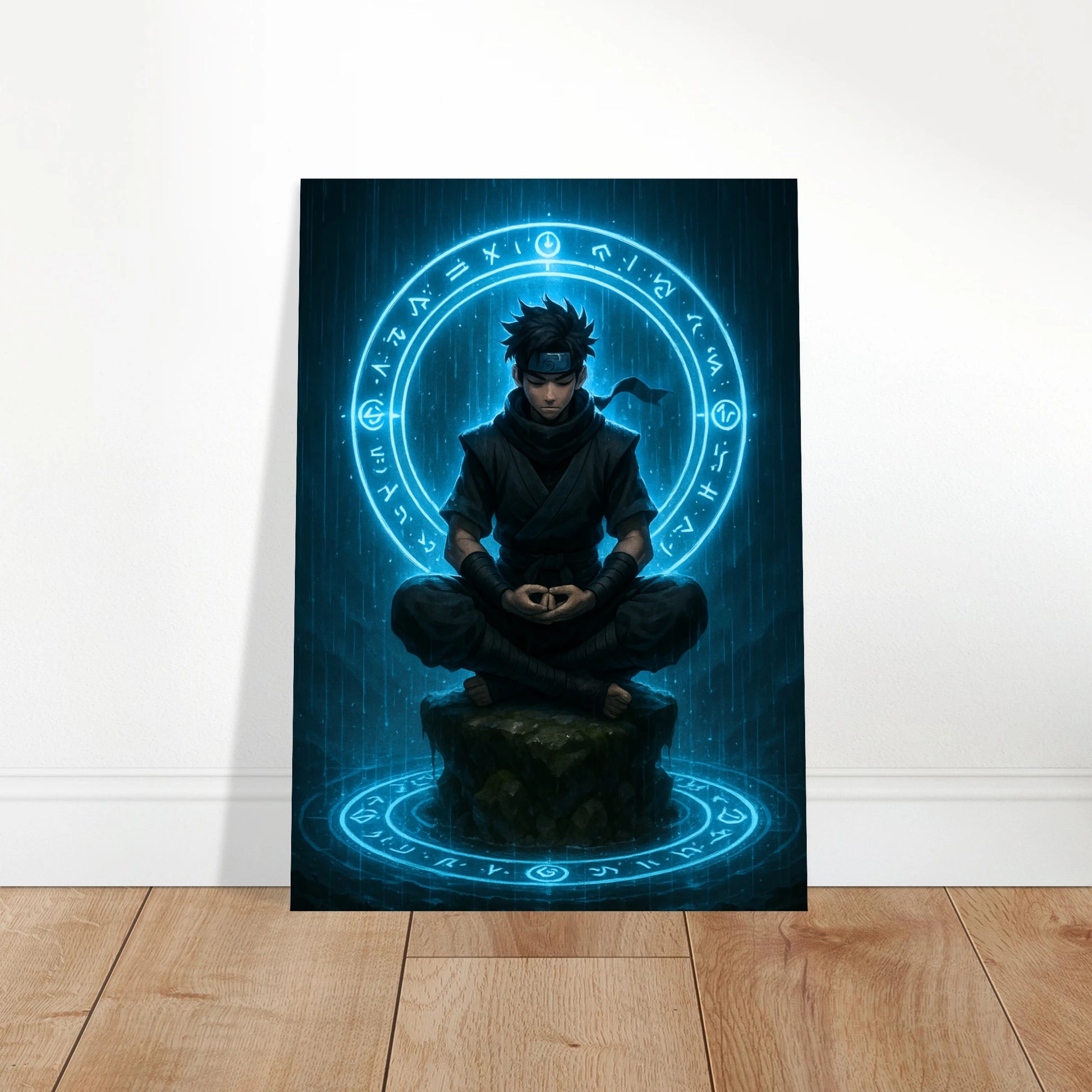 Seiryu Anime Poster – Circle of the Hidden Mind. Spirituelle Wandkunst mit Krieger und magischem Kreis für moderne Einrichtung