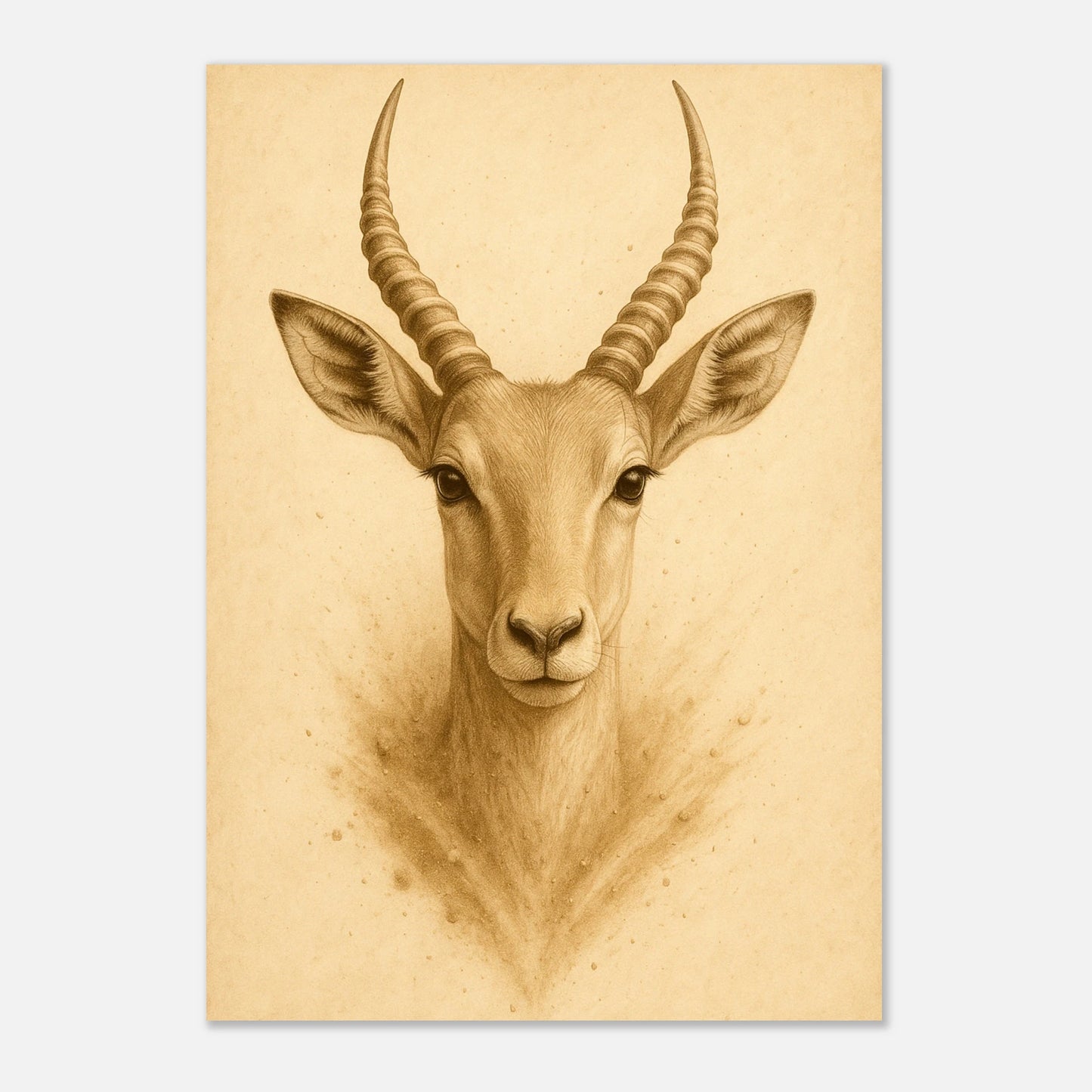Antelope wall art poster from Linear Wild collection, wildlife nature print with detailed antelope portrait for home decor.

