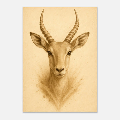 Antelope wall art poster from Linear Wild collection, wildlife nature print with detailed antelope portrait for home decor.

