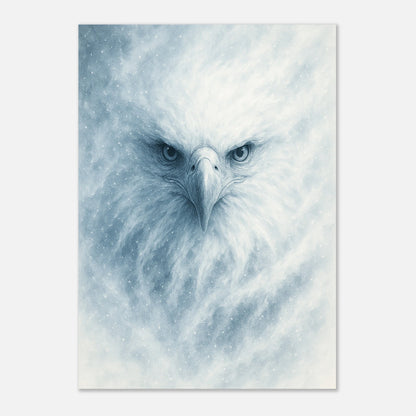 Close-up of icy blue eagle art – powerful arctic animal print in matte finish by DEFA