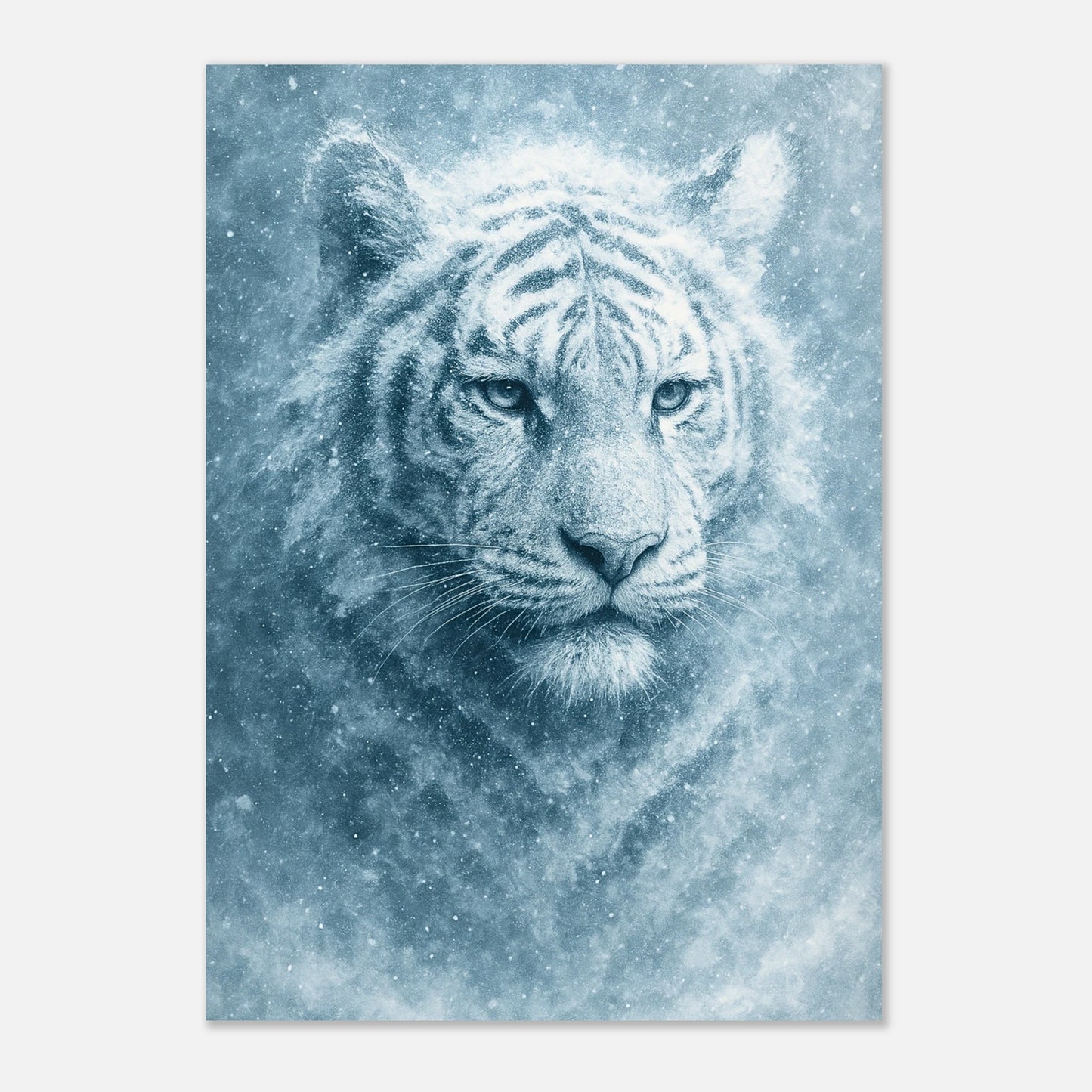 Minimalist arctic tiger poster print – cold, powerful wall art for nature lovers