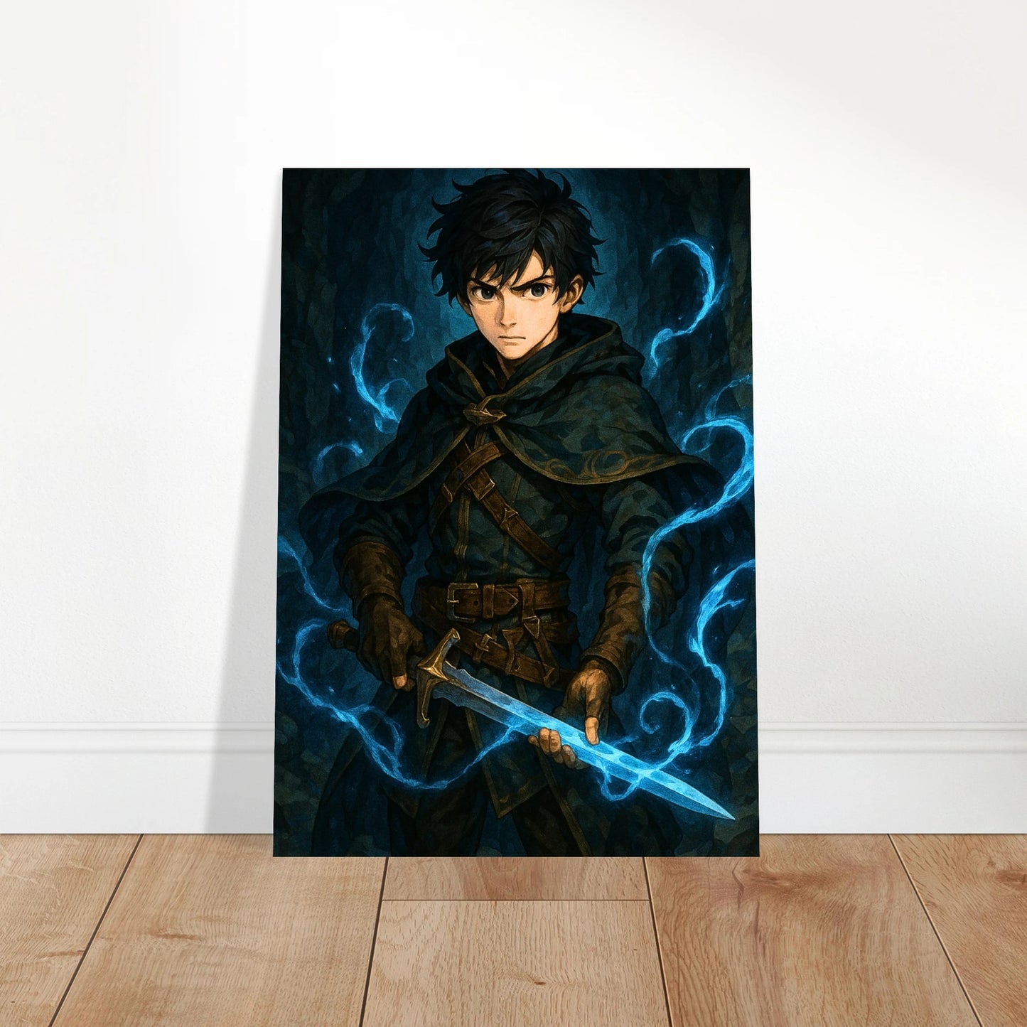 Arctic Warrior Poster – Kunstdruck mit Fantasy-Krieger und magischem Schwert, dekoratives Wandbild