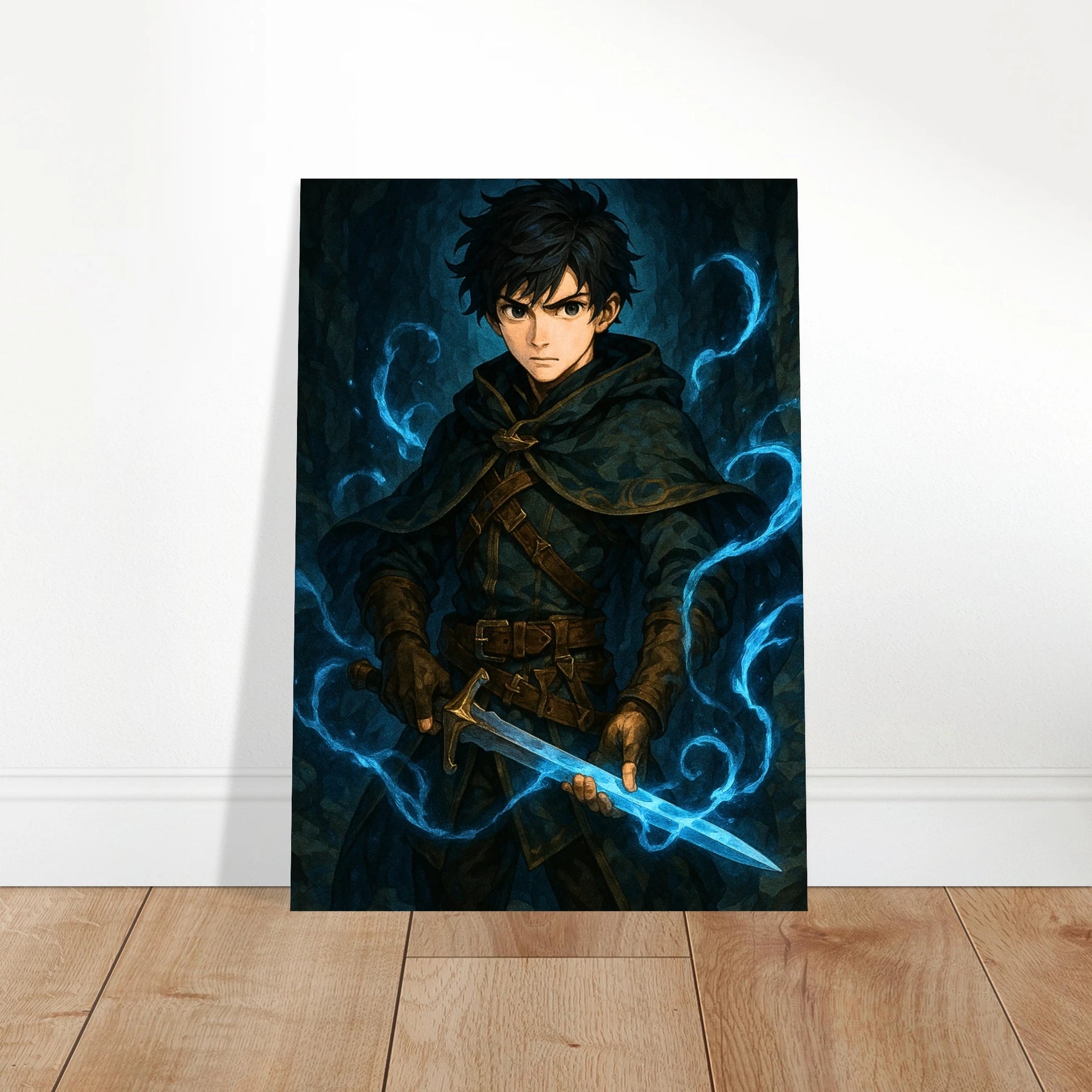 Arctic Warrior Poster – Kunstdruck mit Fantasy-Krieger und magischem Schwert, dekoratives Wandbild