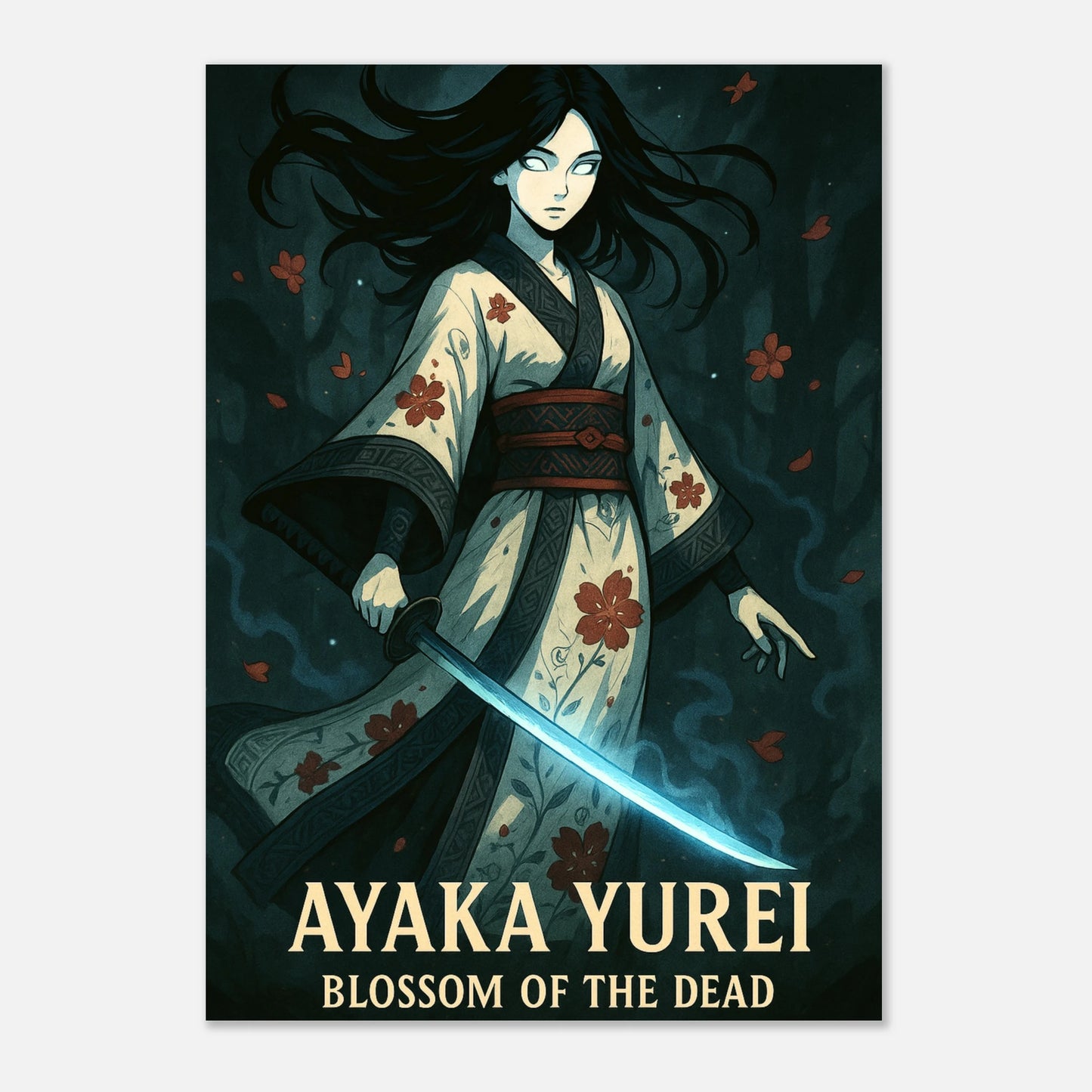 Detailansicht Anime Poster AYAKA YUREI | Samurai Artwork „Blossom of the Dead“ | Exklusiver Kunstdruck ohne Rahmen von DEFA