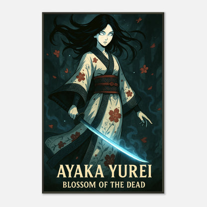 Ayaka Yurei „Blossom of the Dead“ Anime Print im schwarzen Metallrahmen – hochwertige Kunstdruck Wanddekoration