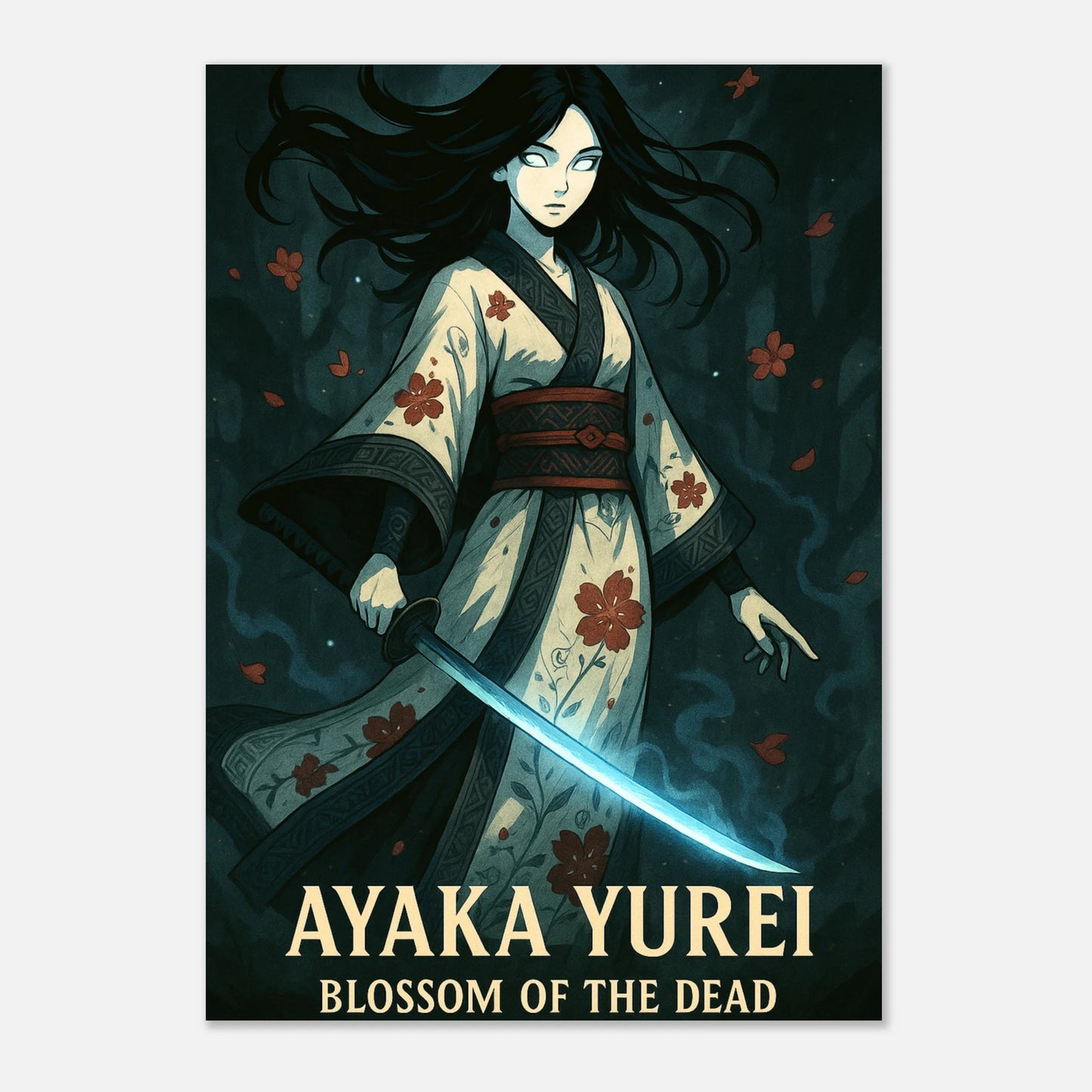 Anime Poster AYAKA YUREI mit weißem Rand | Samurai Artwork als moderne Wanddeko | Kunstdruck von DEFA