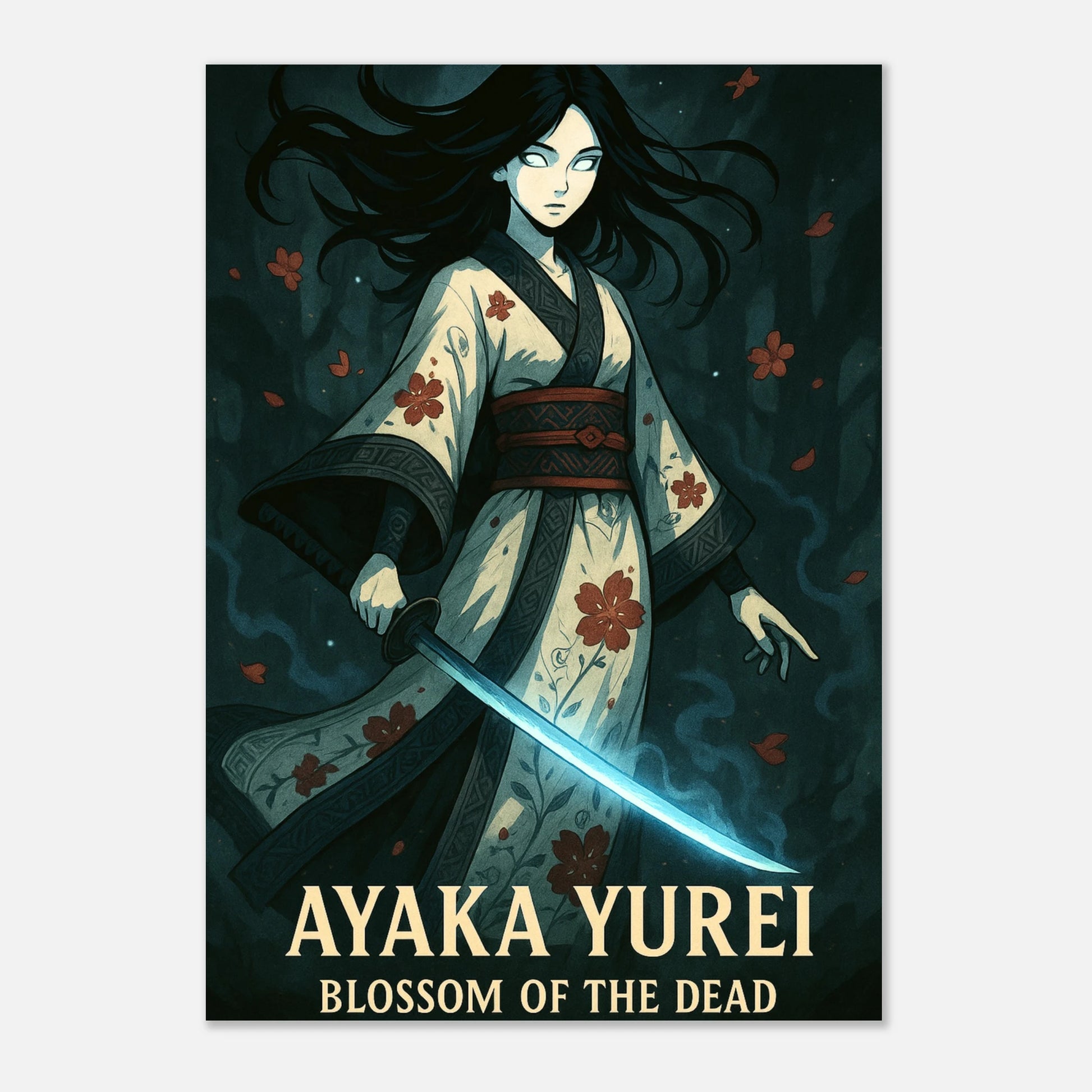 Anime Poster AYAKA YUREI mit weißem Rand | Samurai Artwork als moderne Wanddeko | Kunstdruck von DEFA