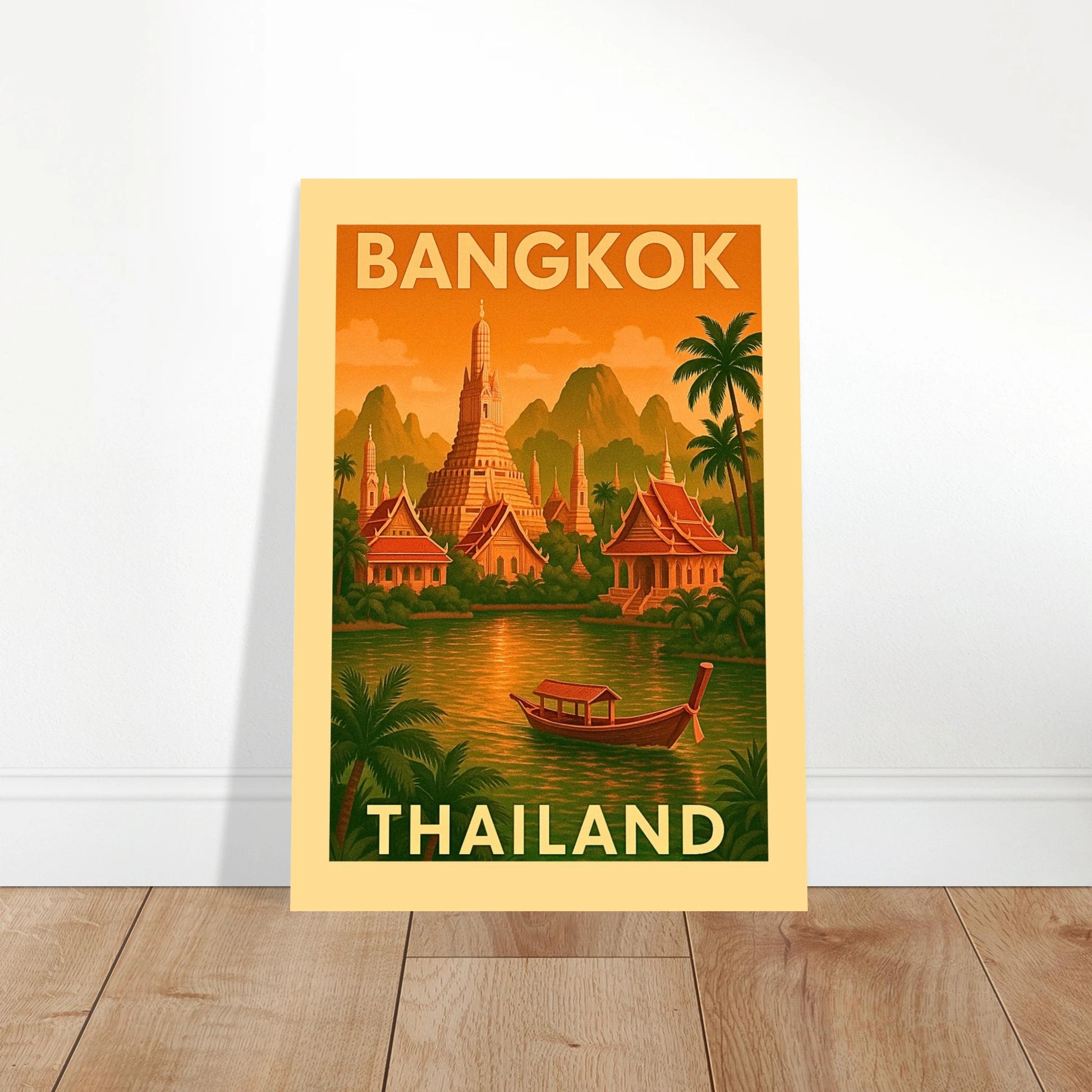„Bangkok Poster – Thailand City Art Print als Wanddeko im Wohnzimmer, farbenfrohes Interior Design“
