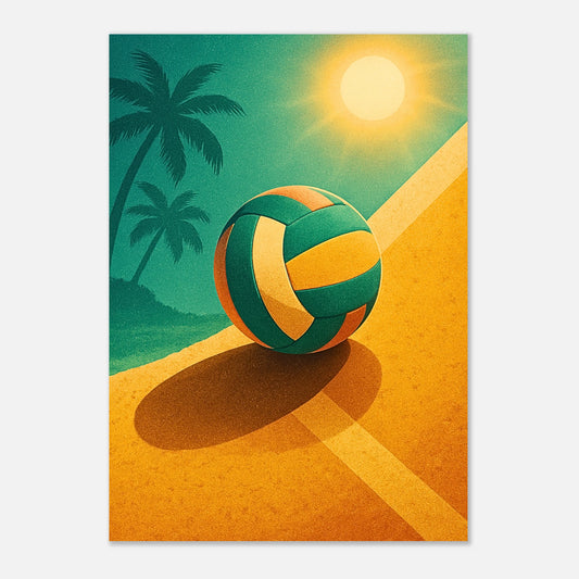 Beach Volleyball Poster – sonnige Strand- und Sportkunst, farbenfroher Kunstdruck für Sommer- und Volleyballfans