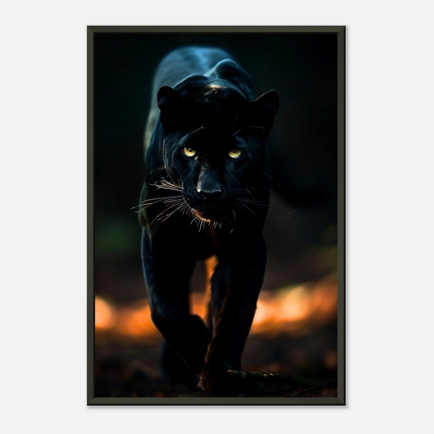 Detailaufnahme des Black Panther Posters – Nahaufnahme der Augen und Fellstruktur, beeindruckende Realistik im hochwertigen Kunstdruck.