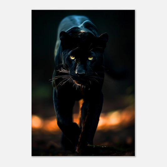 Black panther poster with dark background – bold wildlife wall art print by DEFA