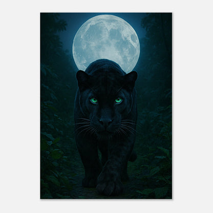 Nahaufnahme des Wild Nights Posters – schwarzer Panther im Mondlicht