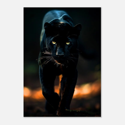 Black panther wildlife wall art with modern glow – striking matte poster by DEFA