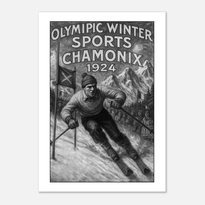Chamonix 1924 Sports Poster – First Winter Olympics Wall Print Vintage Style
