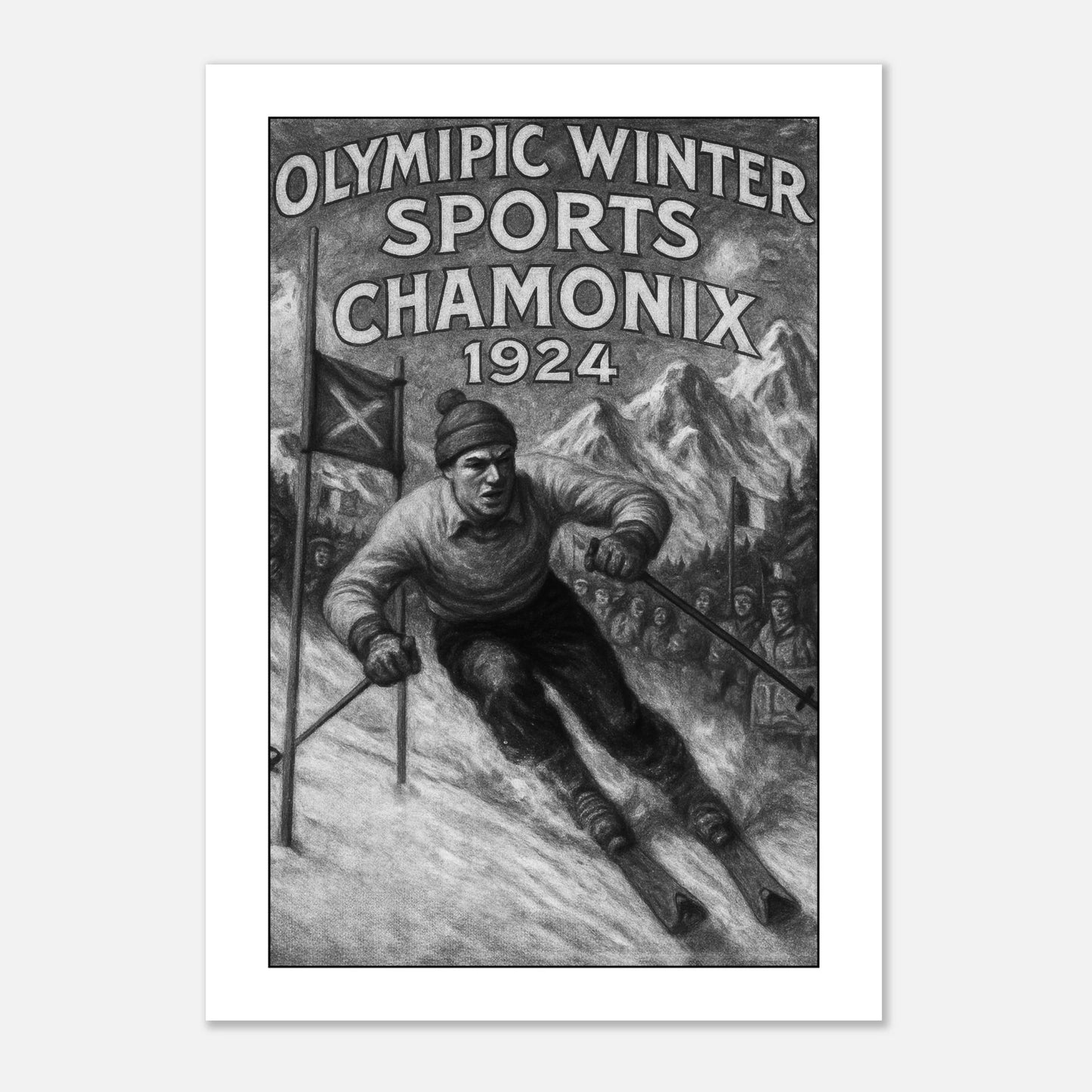 Chamonix 1924 Poster – Vintage Winter Olympics Wall Art Print for Sports Fans