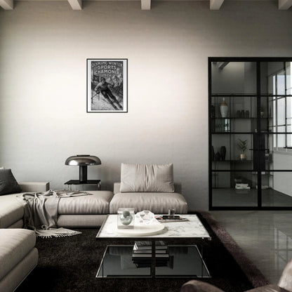 „Chamonix 1924“ – Vintage-Olympics-Poster im modernen Wohnzimmer – Sportliches Wandbild | DEFA Designs