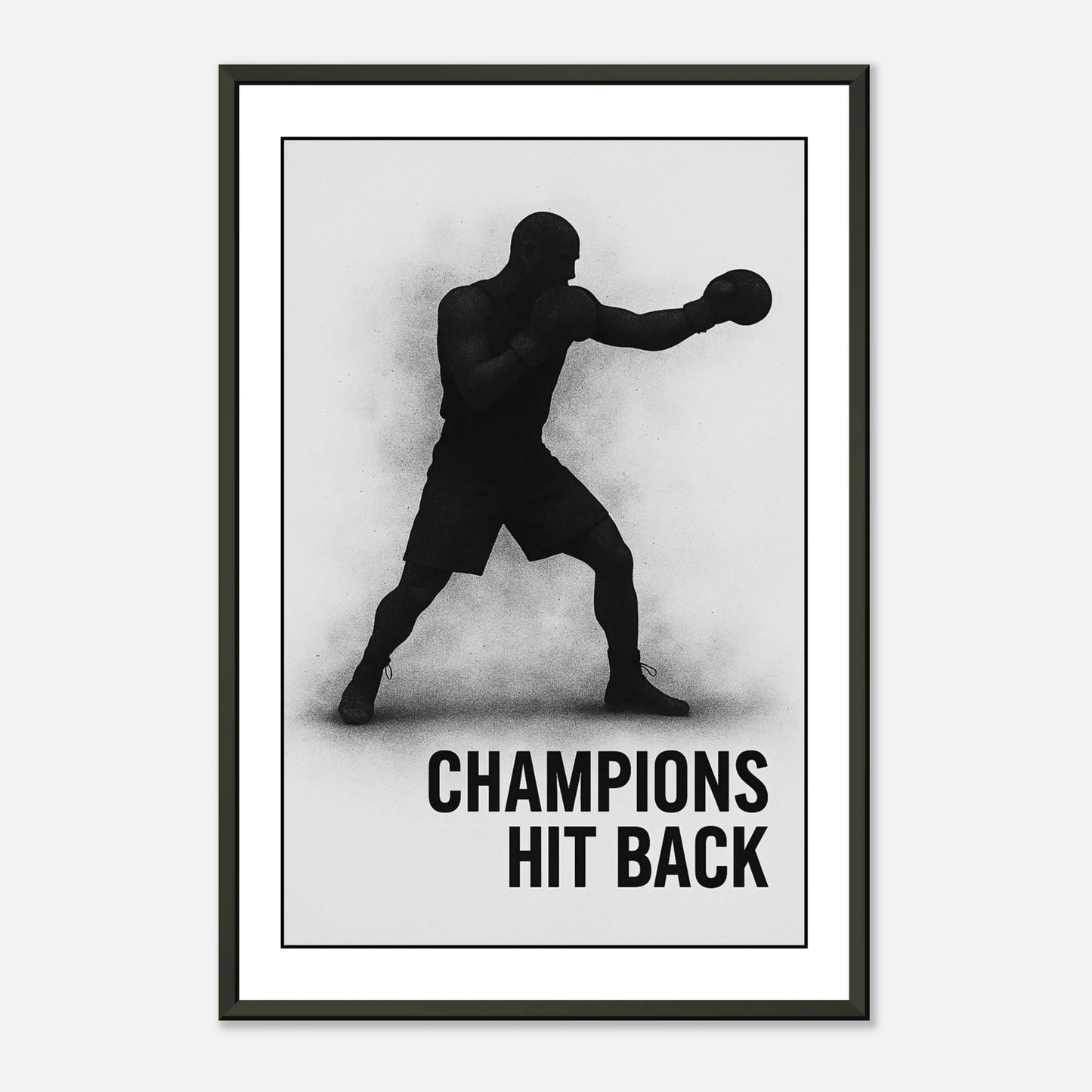 Motivationsposter „Champions Hit Back“ – Kraftvolles Box-Design für Sportler und Fighter mit modernem Minimal-Stil | DEFA Designs