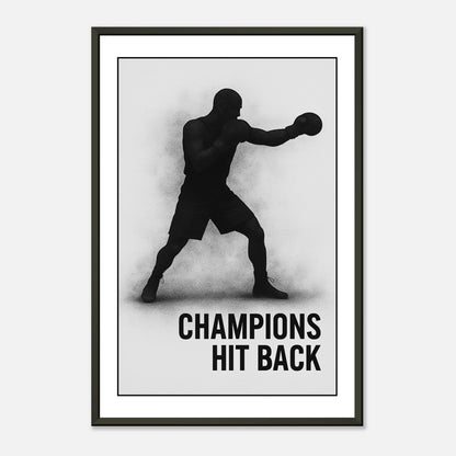 Motivationsposter „Champions Hit Back“ – Kraftvolles Box-Design für Sportler und Fighter mit modernem Minimal-Stil | DEFA Designs