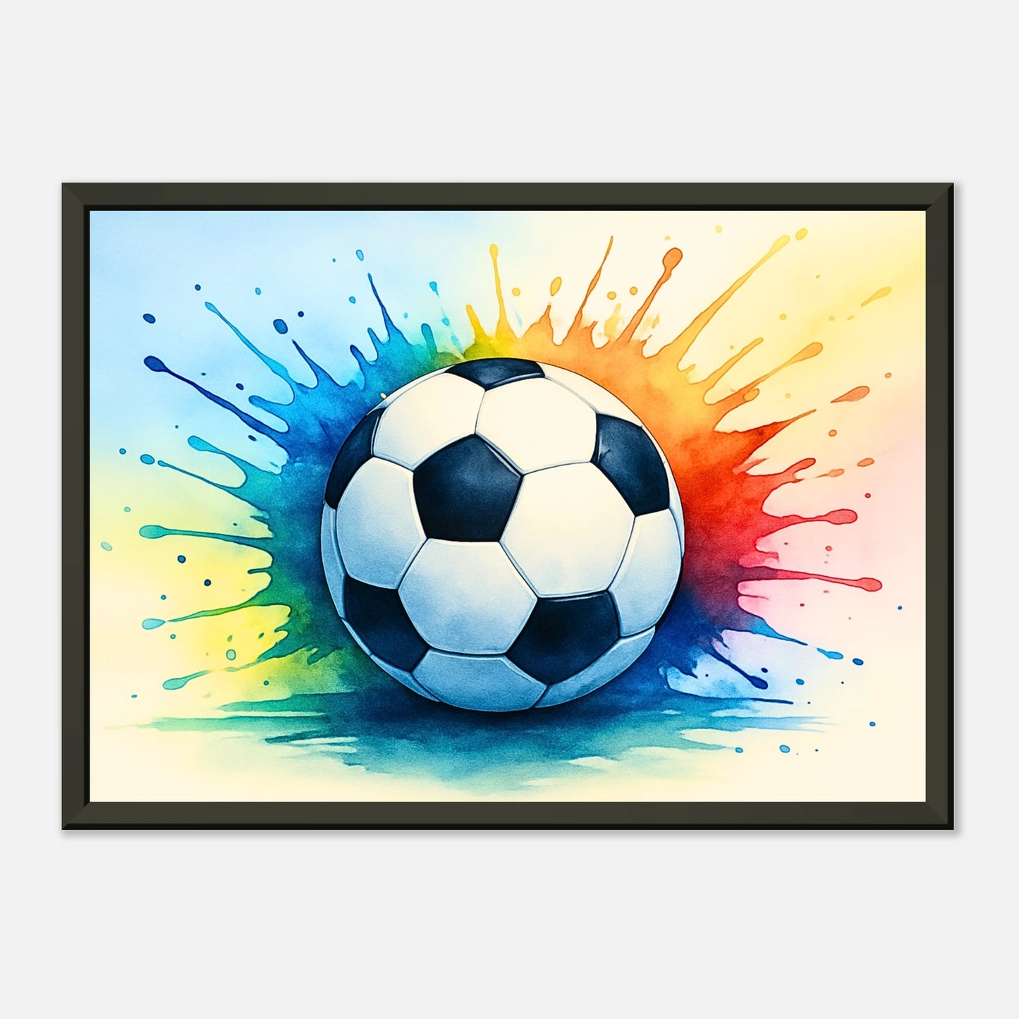 „Colorful Kick“ Watercolor-Poster – Fußball-Kunstwerk mit Farbexplosion und dynamischer Bewegung | DEFA Designs
