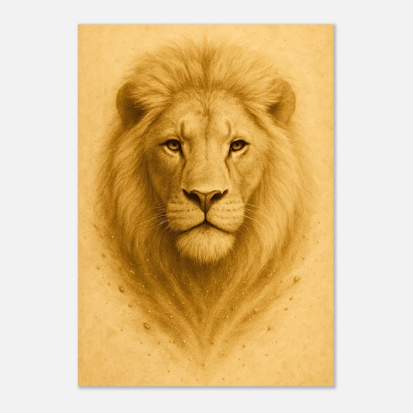 Crown of Calm Lion Poster – bold animal portrait, minimalist wall art design in earthy tones.