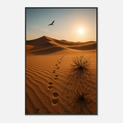 Detailansicht des Desert Journey Posters – feine Sandstrukturen und warme Goldtöne, die die Tiefe der Wüste einfangen.
