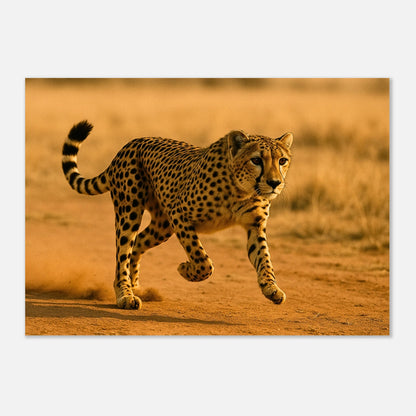 Desert Sprint Cheetah Poster – hochwertiger Tierdruck ohne Rahmen, Wildlife Wandkunst für Wohnzimmer oder Büro.