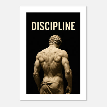 Discipline motivational poster – classical statue wall art for gym, office or home decor