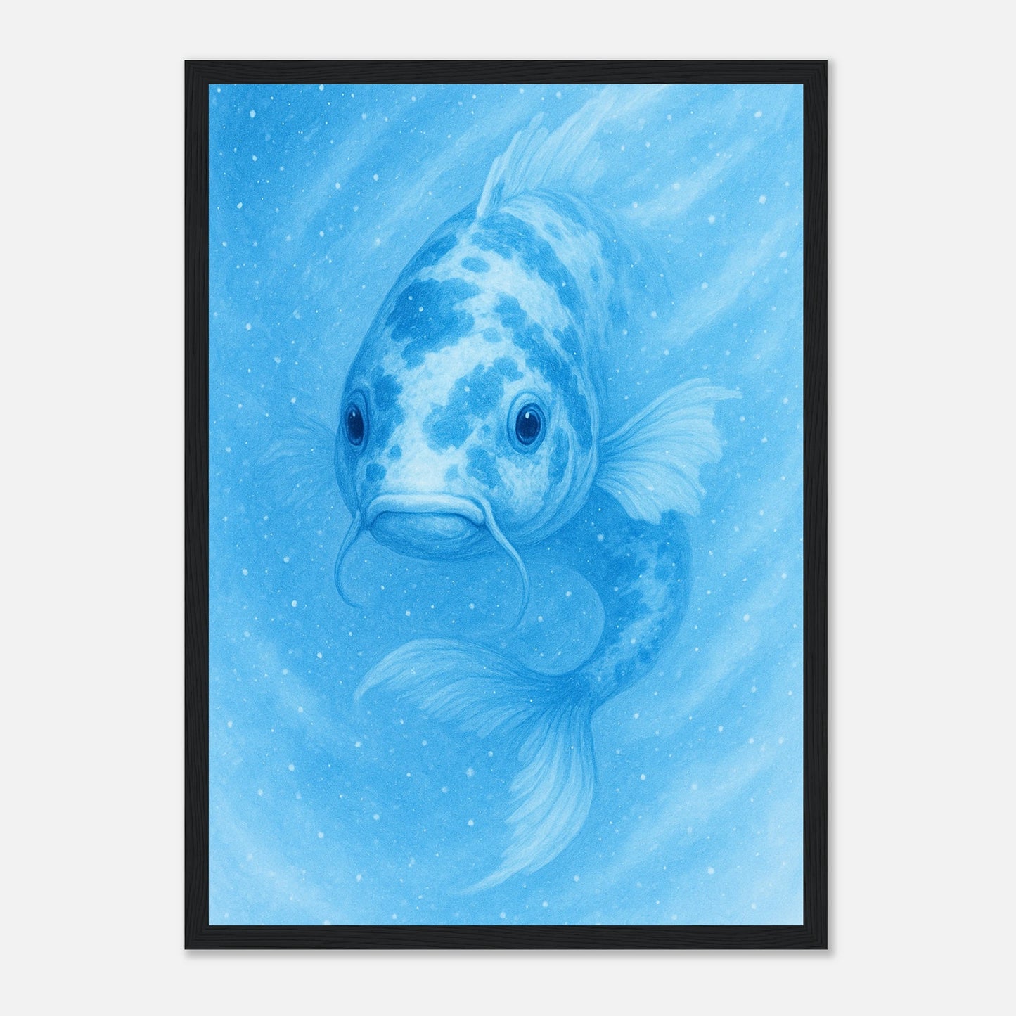 Drift & Glow Koi Fisch Poster mit schwarzem Rahmen – modernes Wandbild für stilvolle Interieurs.