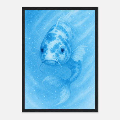 Drift & Glow Koi Fisch Poster mit schwarzem Rahmen – modernes Wandbild für stilvolle Interieurs.