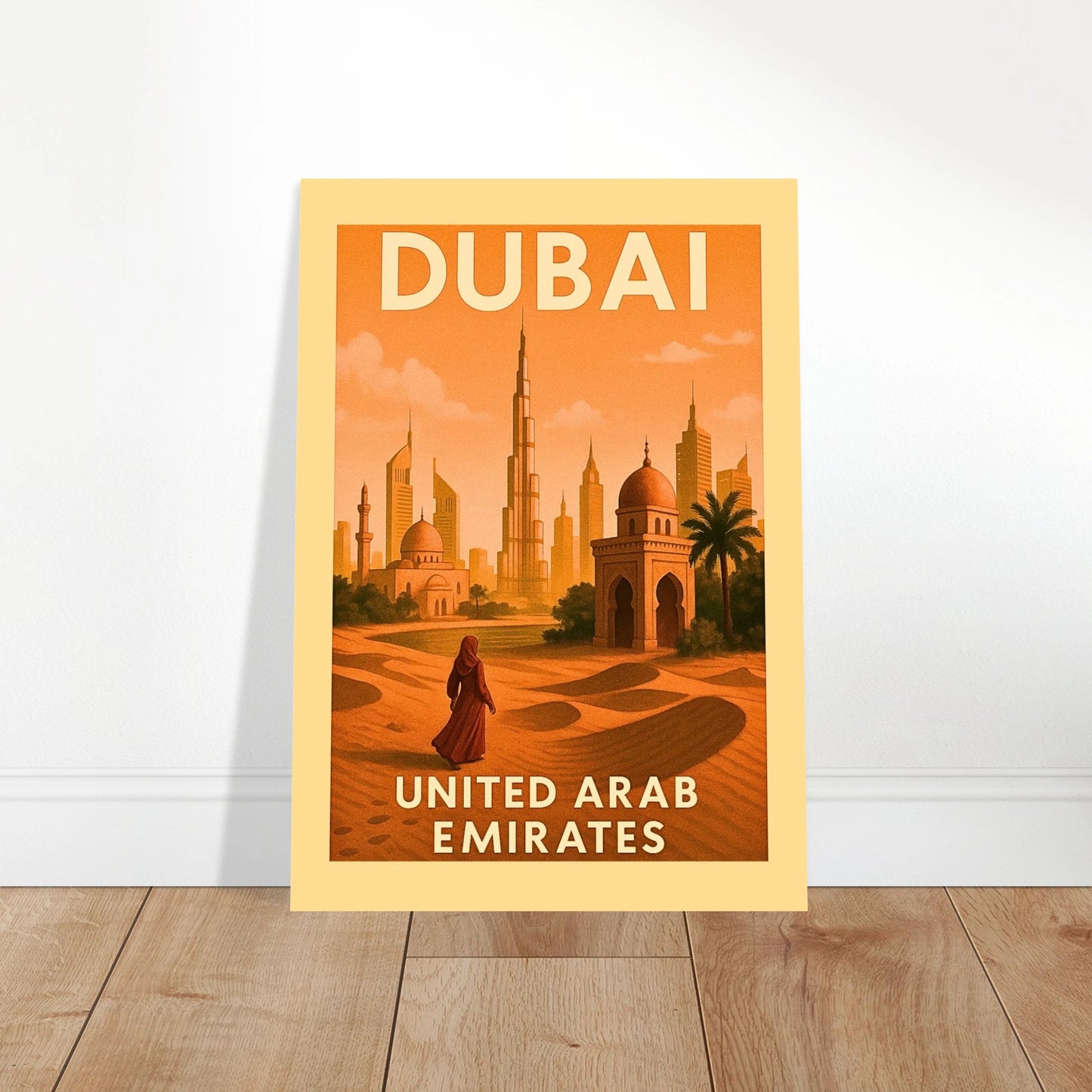 „Dubai Poster – United Arab Emirates City Art Print, Wanddeko im Wohnzimmer, modernes Interior“