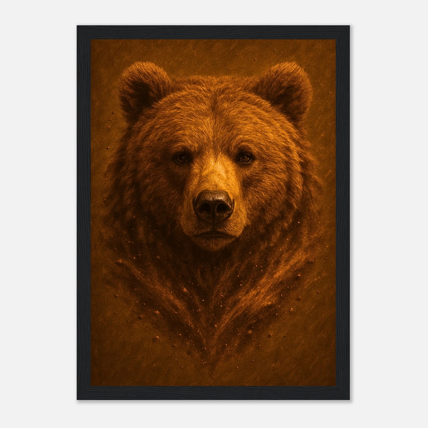 Earthside Bären Poster mit schwarzem Holzrahmen – edle Wandkunst für Wohnzimmer und Büro.