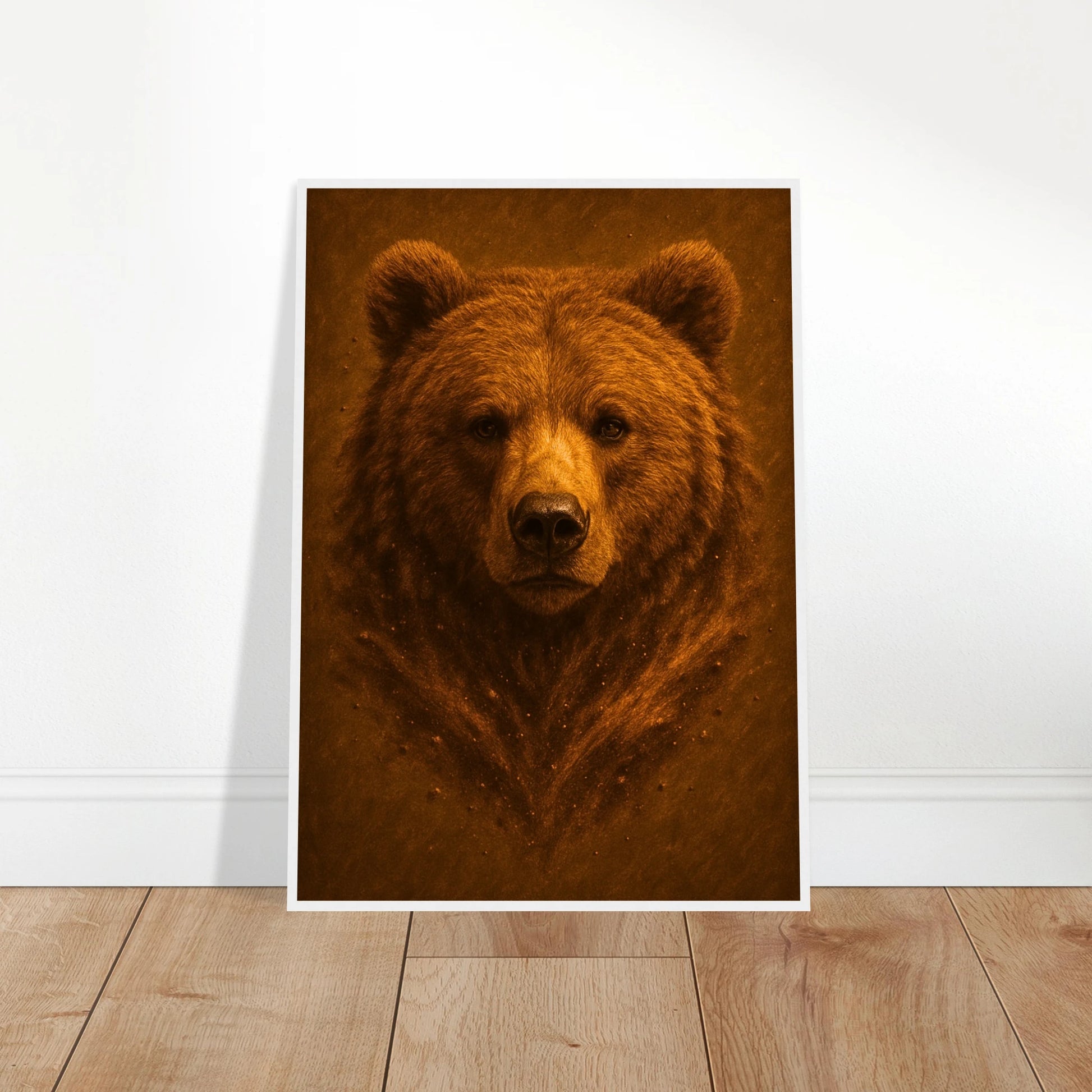 Earthside Bären Poster angelehnt an die Wand – modernes Naturmotiv als dekorative Wandkunst.