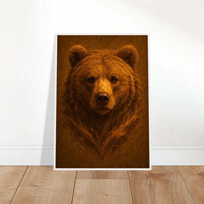 Earthside Bären Poster angelehnt an die Wand – modernes Naturmotiv als dekorative Wandkunst.
