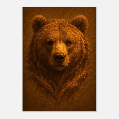 Earthside bear wall art poster, detailed wildlife nature print with realistic brown bear portrait for home decor.