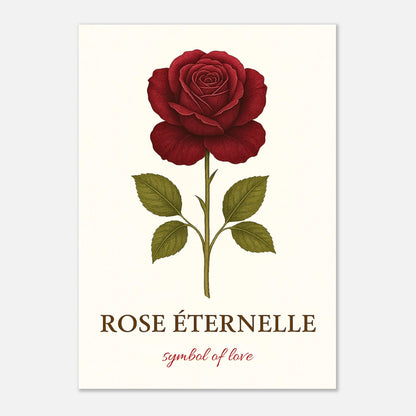 Close-up of Eternal Rose botanical red rose art – high quality floral poster with fine details.