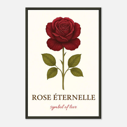 Detailaufnahme des Eternal Rose Posters – leuchtend rote Blütenblätter, feine Strukturen, hochwertiger Kunstdruck im schwarzen Rahmen.