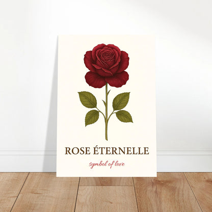 Eternal Rose floral wall art displayed in bright modern living room – romantic botanical home decor.