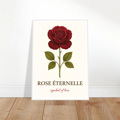 Eternal Rose Poster – rote Rose als romantisches Wandbild angelehnt an Wand