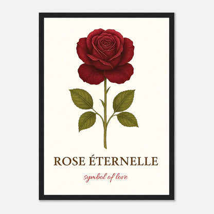 Eternal Rose Poster mit schwarzem Holzrahmen – moderne Wandkunst mit roter Rose