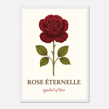Eternal Rose Poster mit weißem Holzrahmen – rote Rose als elegantes Wandbild