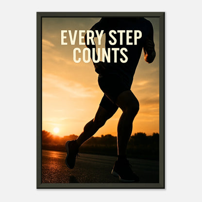 Fitness-Poster „Every Step Counts“ – Inspiration für Läufer, Sportliebhaber & alle, die Ziele Schritt für Schritt erreichen | DEFA Designs