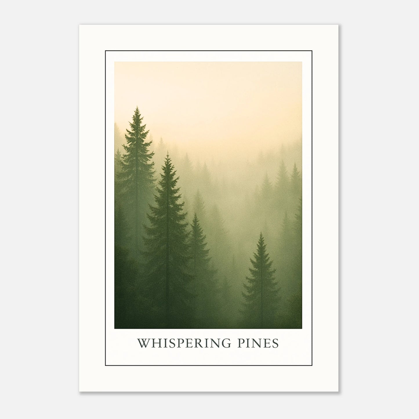 Framed art print "Whispering Pines" – modern forest wall poster with natural look