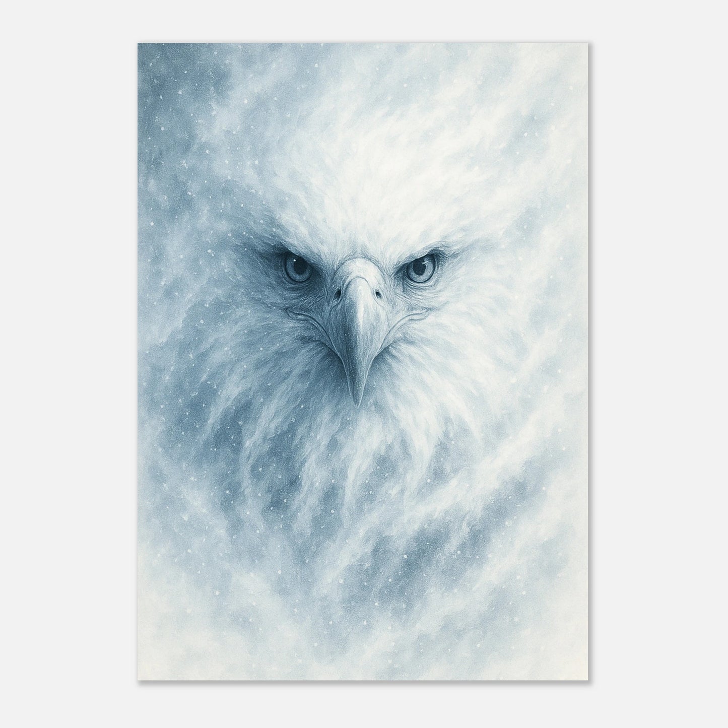 Frost Eagle wall art poster – majestic arctic eagle with icy feathers and piercing eyes by DEFA